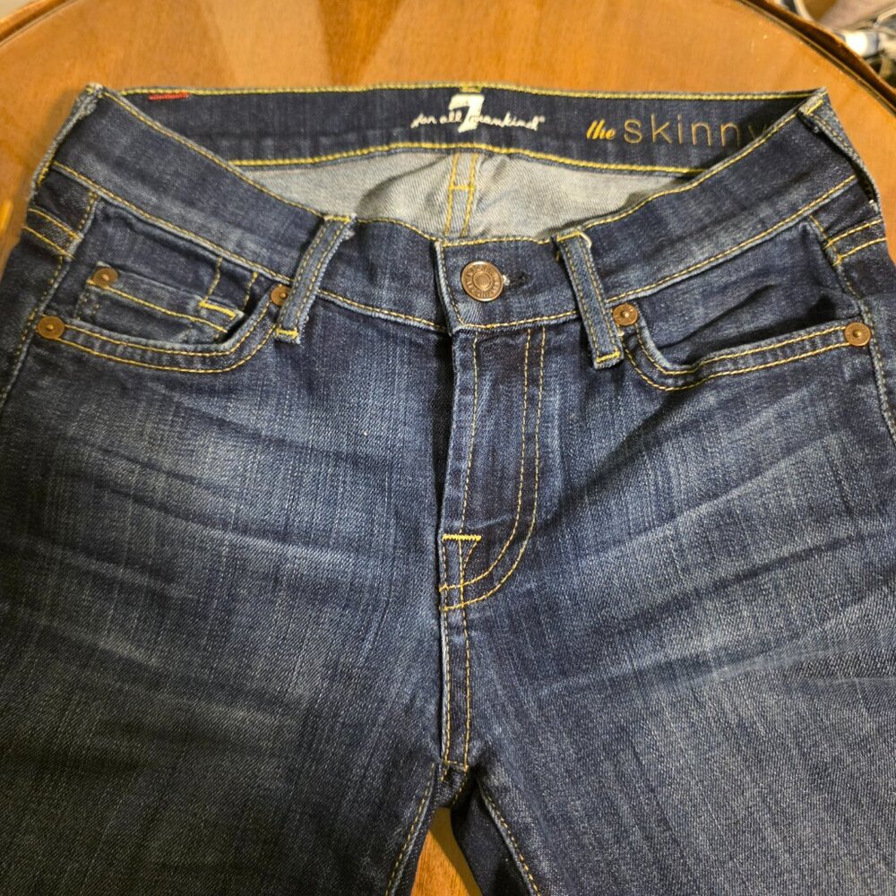 7 For All Mankind Ankle Crop w/ Frayed Hem Denim Jeans Size 23